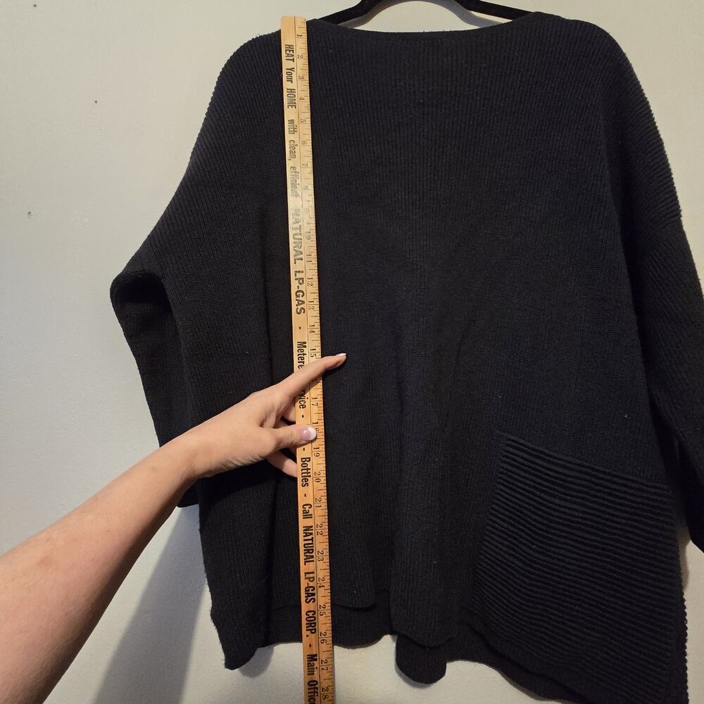 Lafayette 148 Ribbed Knit‎ Dolman Sweater Womens LG Navy Wool Pocket Lagenlook - Picture 11 of 11